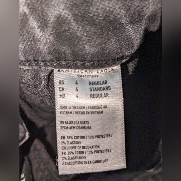 American Eagle Black Distressed Ankle fit Jeans Sz 4 Next level stretch Mid Rise - Picture 6 of 9